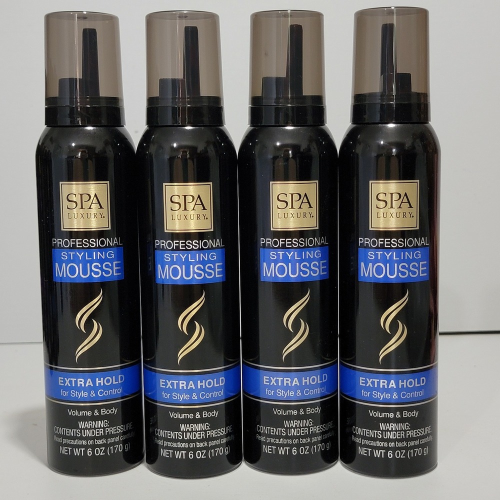Spa Luxury Professional Styling Mousse Extra Hold Volume & Body 6oz 4 Pack